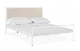 Кровать с мягким изголовьем Эгерт 160х200 белый / light beige