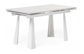 Обеденный стол Бэйнбрук 140(200)х80х76 белый мрамор /
