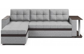Угловой диван Атланта Gray рогожка+экокожа со столом
